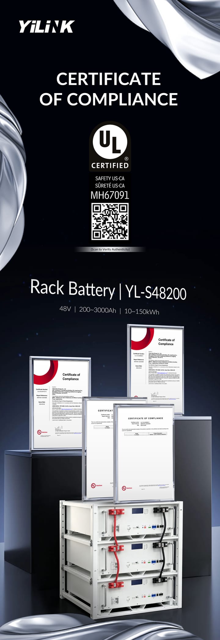 Affiche de conformité UL du modèle YL-S48200