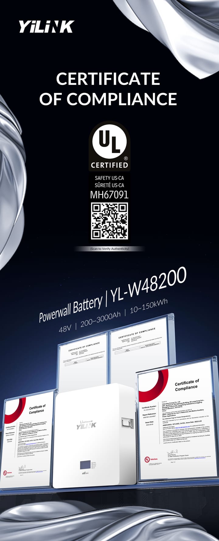 Affiche de conformité UL du modèle YL-W48200