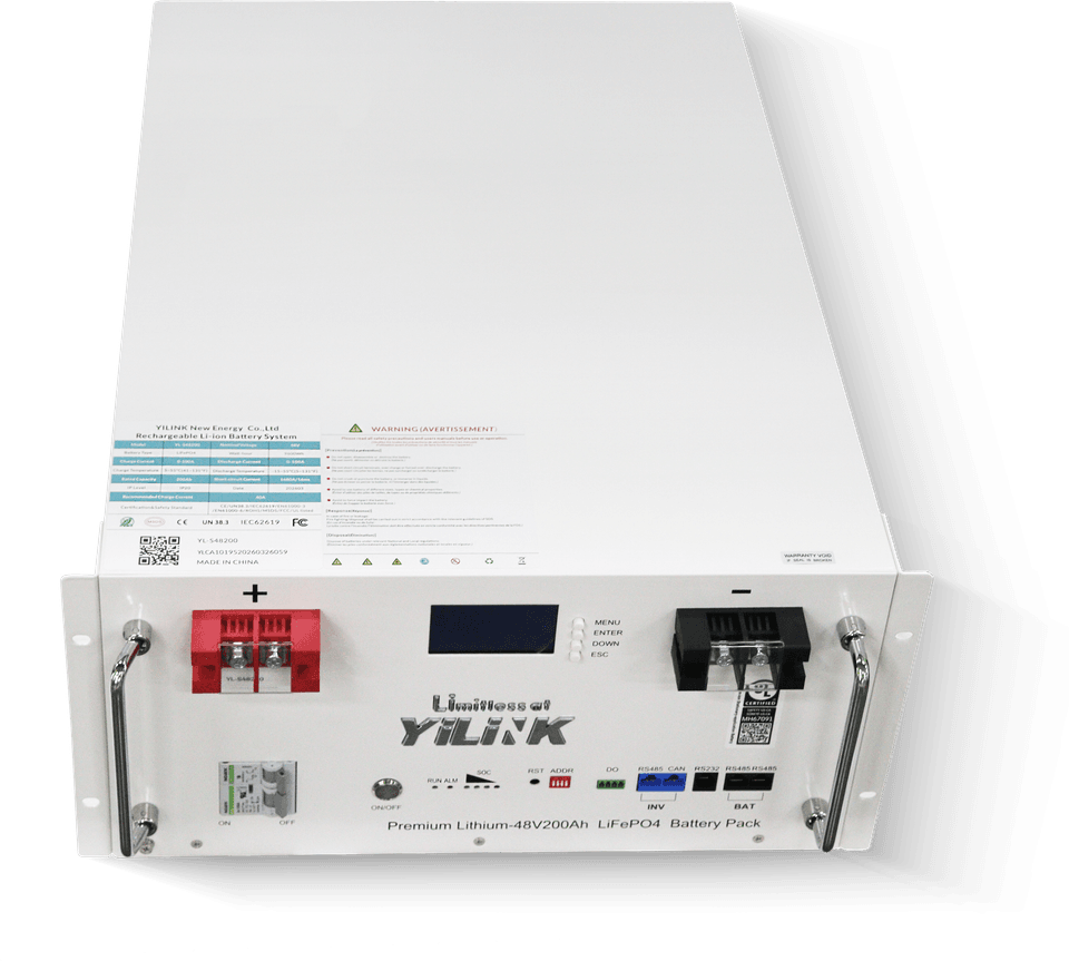 Photographie de la batterie rack Yilink iPower S48200 de trois quarts