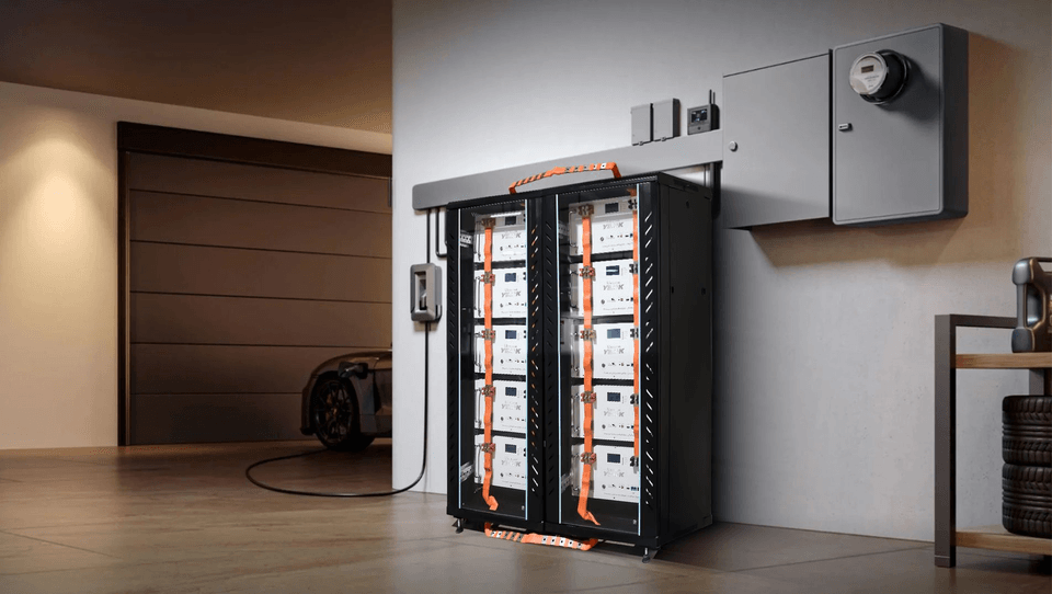 Deux armoires rack S48200 installées dans un garage
